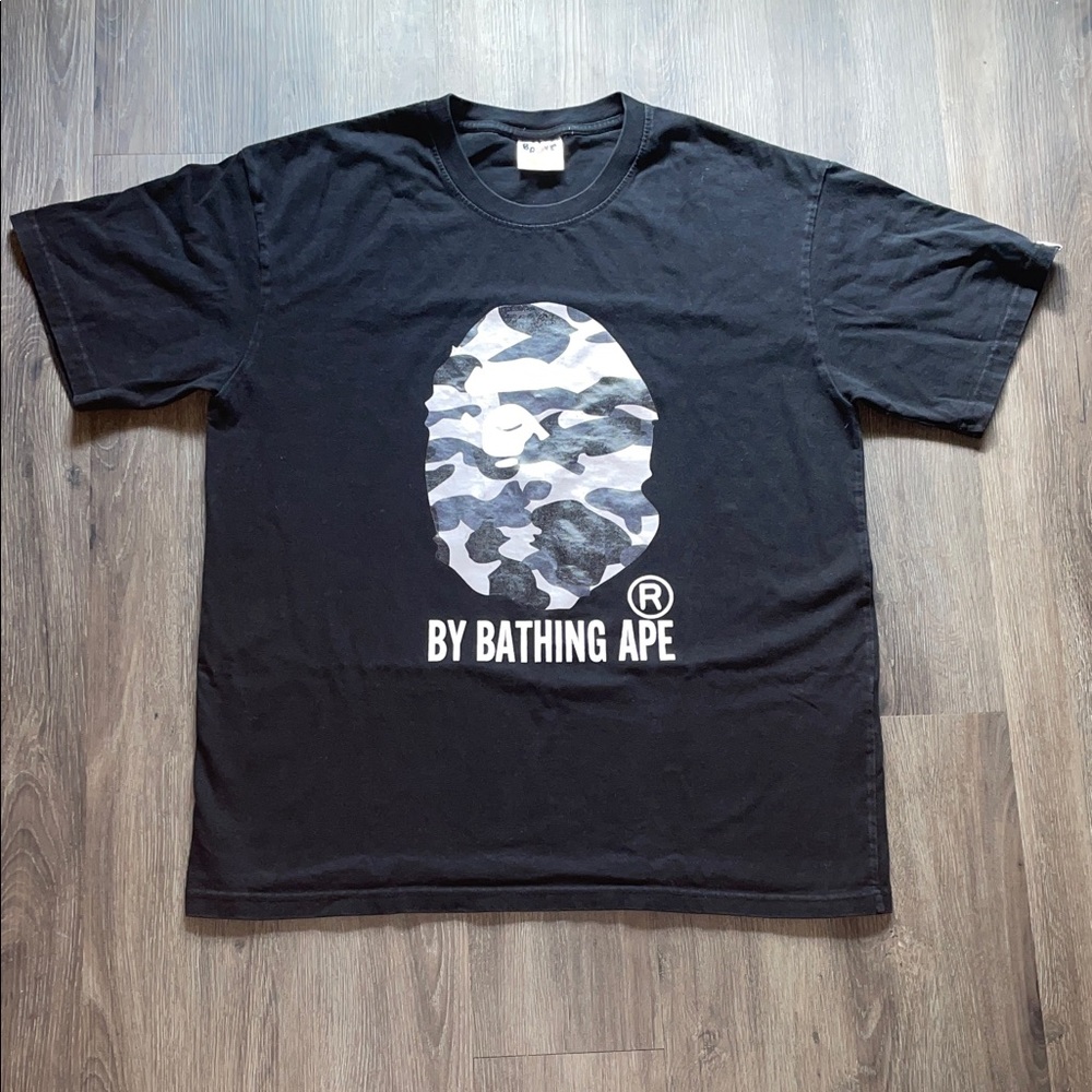 Bape Black and Gray Camo Ape Head Tee